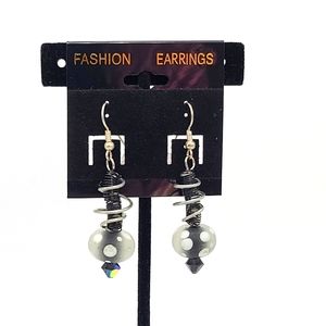 Handmade Earrings with Glass Beads, Swavarski Crystal, and Wire- Brand New